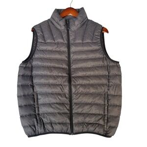 Hawke & Co Sport Mens Grey Down Puffer Vest Performance Quilted Full Zip Medium